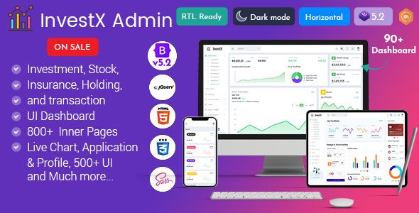 InvestX – Investment Portfolio Admin Dashboard Template