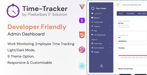Timetracker – Time Tracking Management React Admin Template