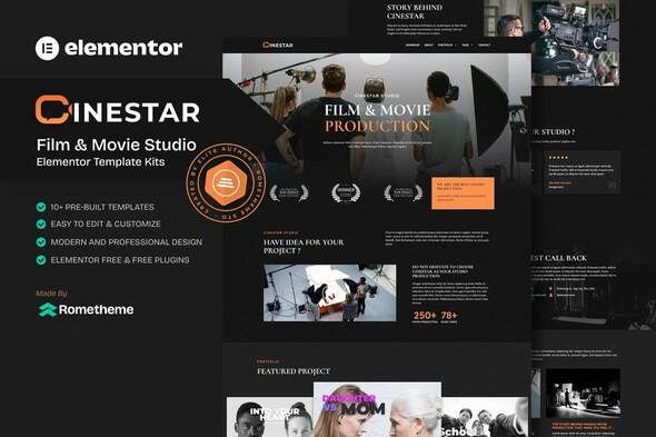 Cinestar – Film & Video Production Elementor Template Kit