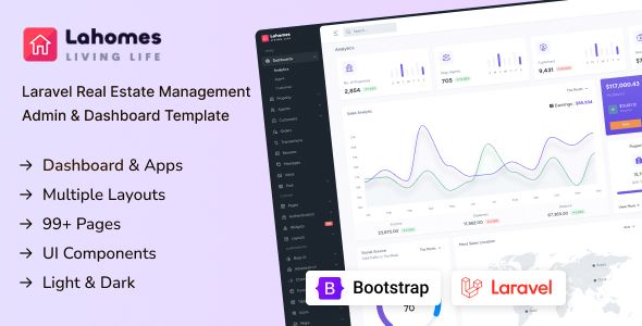 Lahomes – Laravel Real Estate Management Admin Dashboard Template