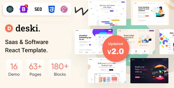 Deski – Software/ SaaS Startup React Js Template