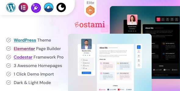 Personal Portfolio WordPress Theme - Bostami