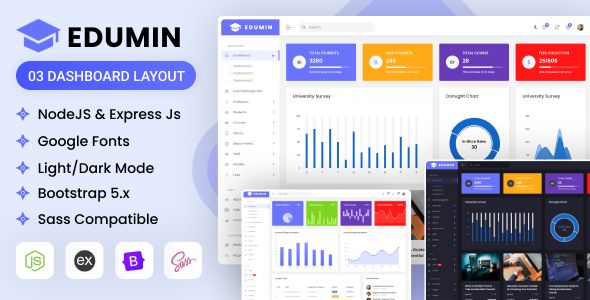 EduMin – NodeJs Education Admin Dashboard Bootstrap Template