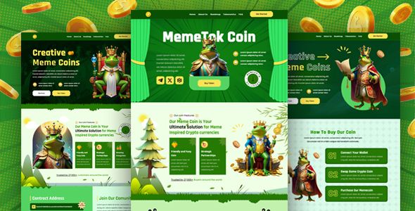 Memecoin Tok – Meme coin ICO Crypto Meme Bootstrap Template
