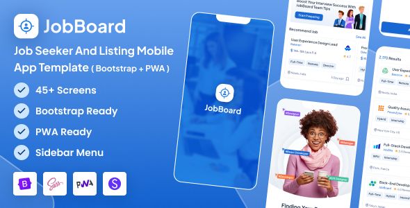 JobBoard – Job Board Job Seeker and Listing Mobile App Template (Bootstrap + PWA)