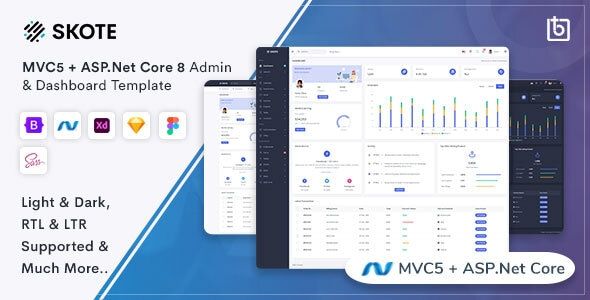 Skote – ASP.Net Core 8 MVC5 Admin Dashboard Template