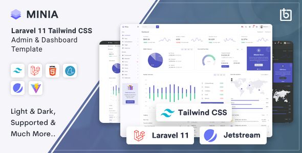Minia – Laravel 10 Tailwind CSS Admin Dashboard Template