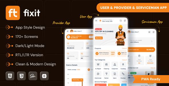 Fixit – Multipurpose On Demand Service PWA HTML Template