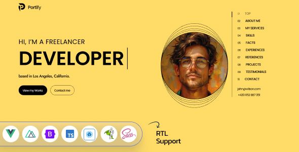 Portify – Personal Portfolio Vue Nuxt JS Template