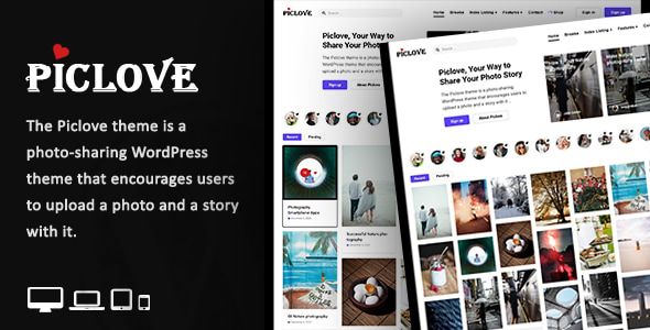 Piclove – Blog Photos Download WordPress Theme