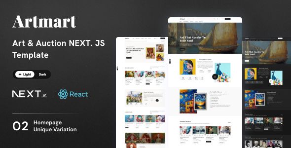 Artmart – Art Gallery Auctions React Next.JS Template