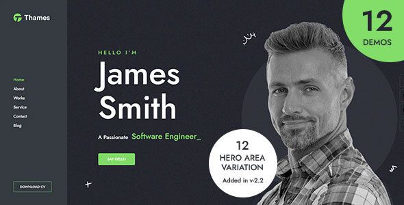 Thames – One Page Personal Portfolio Html Template