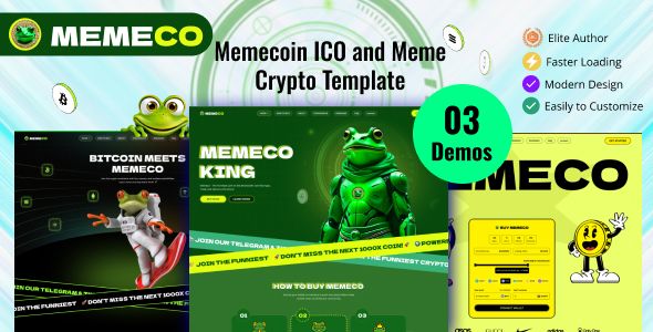 Memeco – Meme Coin ICO Crypto Tailwind CSS Template