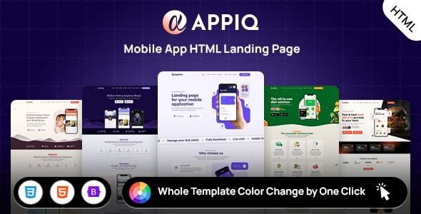APPIQ – ONE PAGE App Landing Page Responsive HTML Template