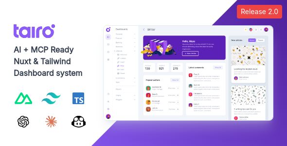 Tairo – Multipurpose Nuxt Tailwind CSS Dashboard System