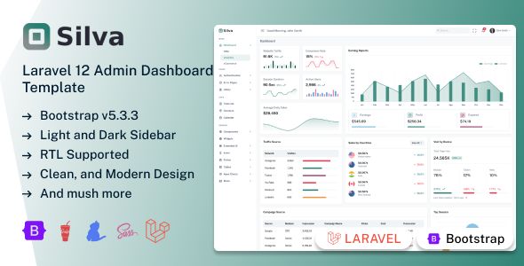 Silva – Laravel 12 Admin Dashboard Template