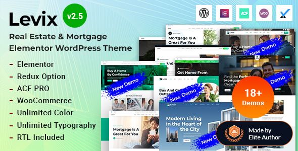 Levix – Real Estate Mortgage Landing WordPress Theme