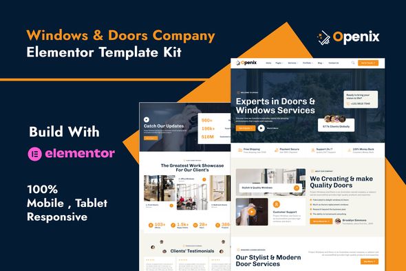 Openix – Windows Doors Company Elementor Template Kit