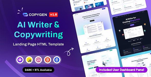 CopyGen – AI Writer Copywriting Landing Page HTML Template