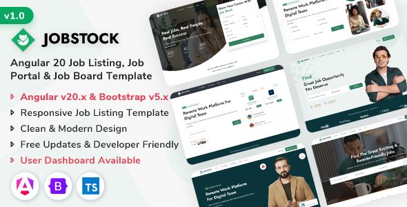 JobStock – Angular 20 Job Listing/ Job Portal Landing Admin Dashboard Template