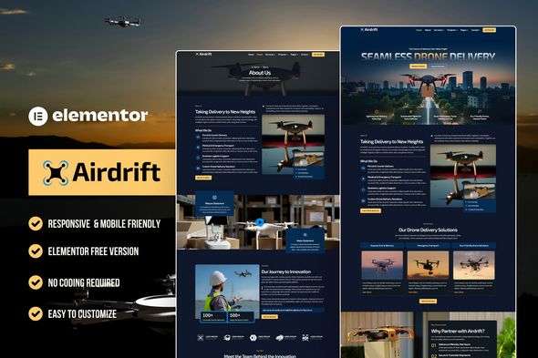 Airdrift – Drone Delivery Elementor Template Kit