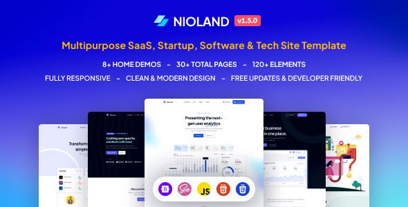 NioLand – SaaS App Landing Page HTML Template