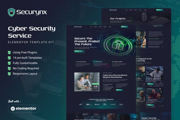 Securynx – Cyber Security Services Elementor Template Kit