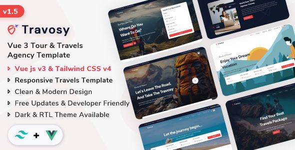 Travosy – Vue 3 Tour Travels Agency Template