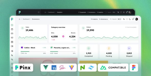 Pinx – Vuejs / Nuxt Tailwind + Naive Admin Dashboard Template