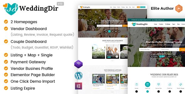 WeddingDir – Directory Listing WordPress Theme for Vendor/Supplier