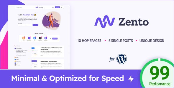 Zento – Modern Lightweight Blog for WordPress