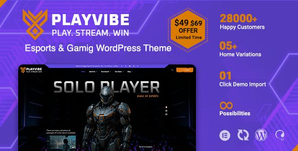 Playvibe – Esports Gaming WordPress Theme