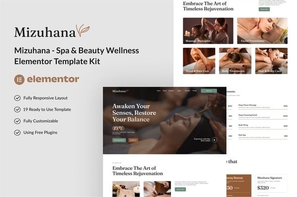 Mizuhana – Spa Beauty Wellness Elementor Template Kit