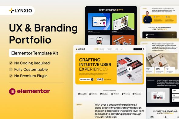 Lynxio – UX Branding Portfolio Elementor Template Kit