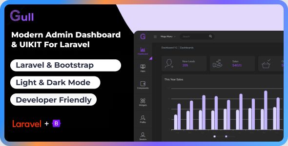 Gull – Bootstrap Laravel Admin Dashboard Template