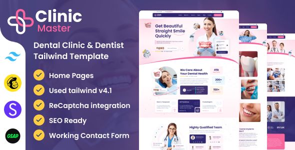 ClinicMaster – Dentist Dental Clinic Tailwind Template