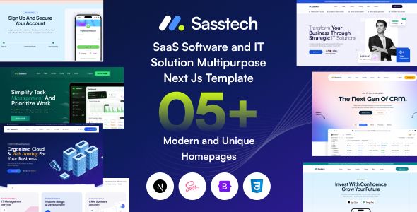 SassTech – Next JS React / SaaS Software IT Solution Multipurpose Template