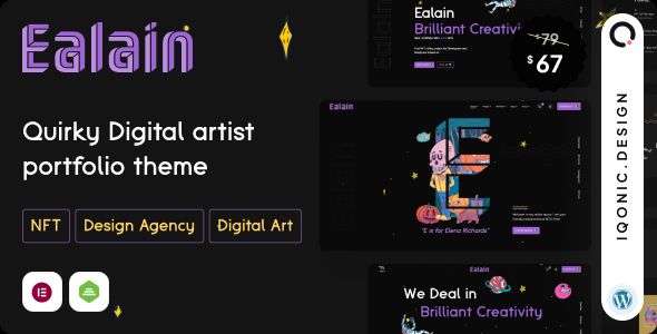 Ealain - Digital Artist Creative Portfolio WordPress Theme + Figma