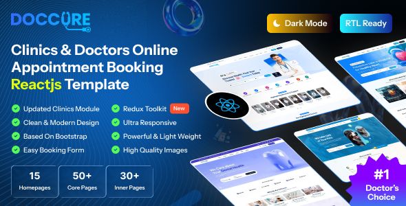 Doccure – React HTML Clinics Doctors Online Appointment Booking Reactjs Template