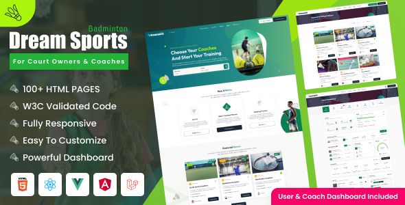 Dream Sports – Turf/ Ground/ Venues and Coaches Finder Booking Html Bootstrap Template