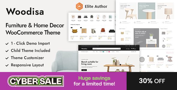 Woodisa - Furniture & Home Decor WordPress WooCommerce Theme