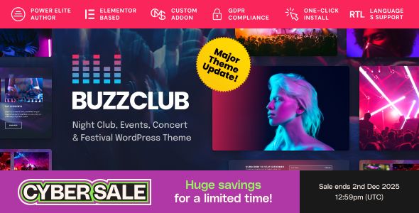 Buzz Club - Night Club DJ & Music Festival Event WordPress Theme