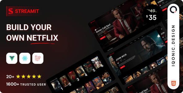 Streamit - Video Streaming Platform Admin Template (HTML, Vue, React, Laravel)