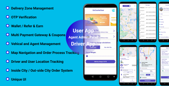 GoCourier - On Demand Delivery System Native App | Service Provider + Backend + Driver & Vendor app