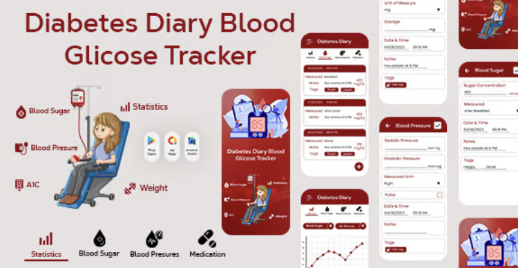 Diabetes Diary - Blood Glucose - Blood Sugar Diary Tracker - Blood Glucose Tracker - Diabetes Track