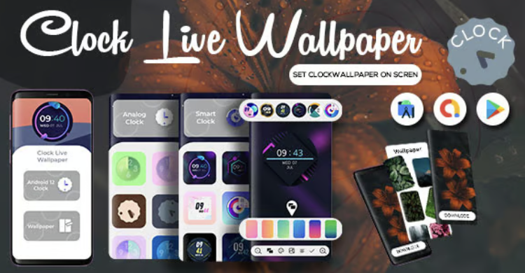 Android 12 Analog and Digital Clock Live Wallpaper - Android 12 Clock Widgets - Admob Ads