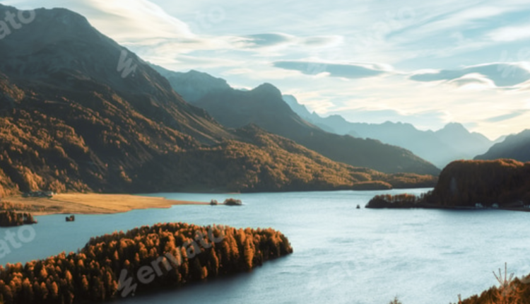 Autumn landscape on Sils lake