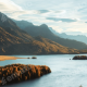 Autumn landscape on Sils lake