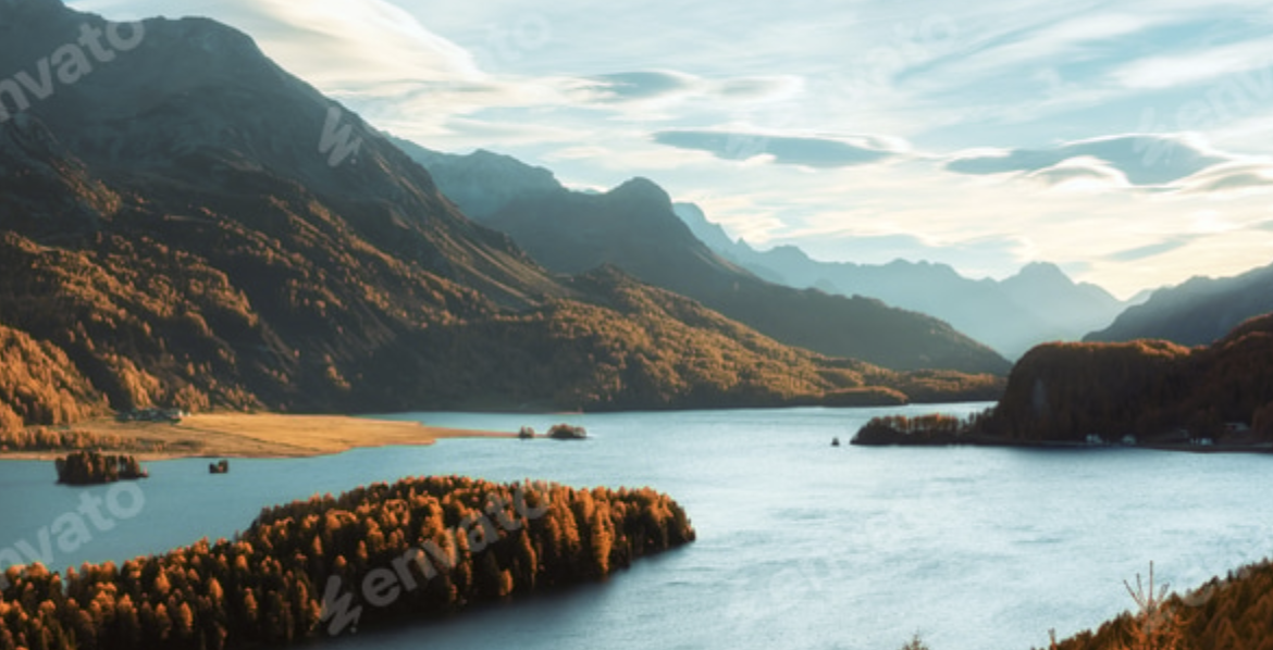 Autumn landscape on Sils lake 2 Autumn landscape on Sils lake