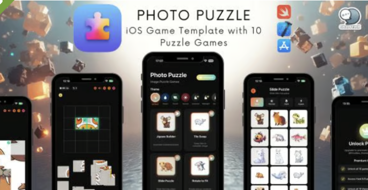 Photo Puzzle - iOS Game Template with 10 Puzzle Games | SwiftUI | IAP | Freemium Ready